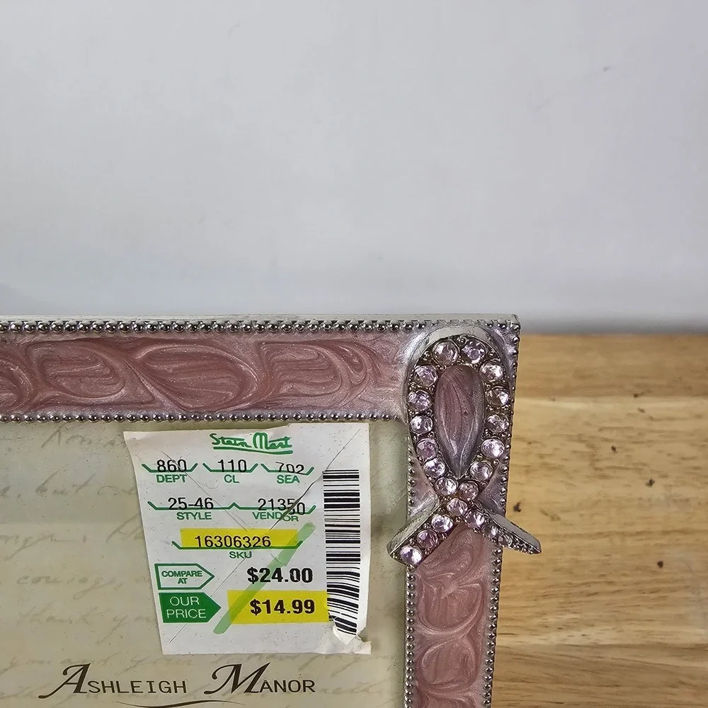 Ashleigh Manor 4x6 Pink Beaded Picture Frame Free Stand Decorative Photo Display